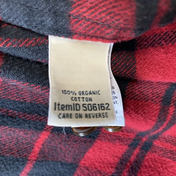 LL Bean Flannel Shirt Womens XL Tartan Plaid Red Black Organic Cotton 506162 VTG - Picture 10 of 13